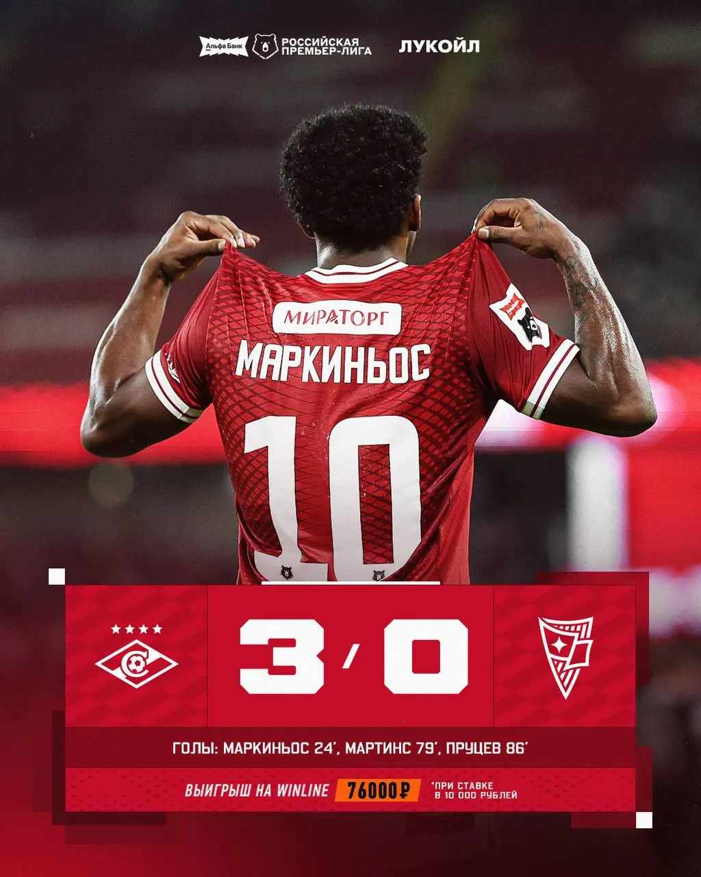 «Спартак» уверенно обыграл «Родину» со счётом 3:0